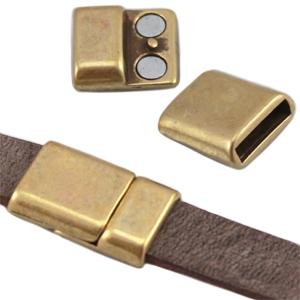 Chiusura magnetica di metallo DQ (per pelle piatta DQ 10mm) bronzo antico (privo di nichel)