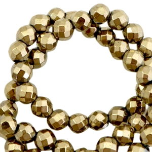Perline di ematite 4 mm sfaccettata tonda oro antico